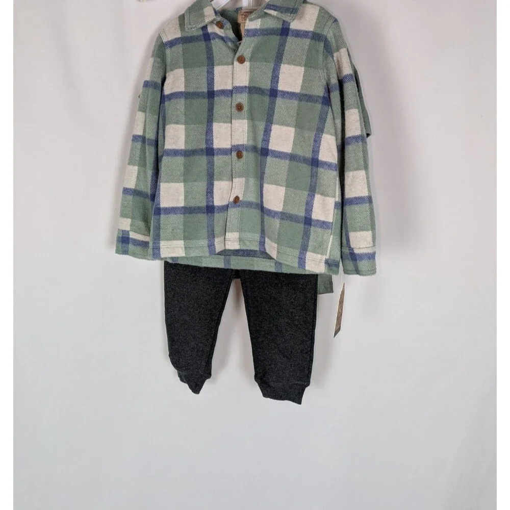 Telluride Matching Set Boy's 5T Fleece Button Down Tshirt Sweatpants 3 Piece Set